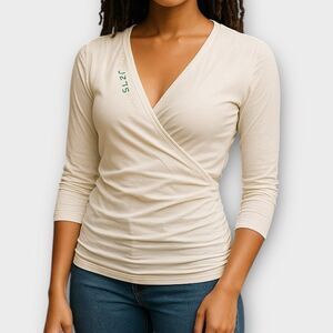 NFL NY Jets All Sports Couture Shimmer V Neck Long Sleeve Tee Size XS